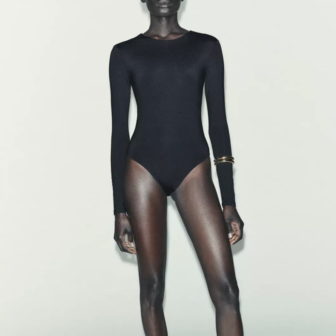zara 자라 폴리아미드 긴소매 바디수트 블랙 상품이미지1