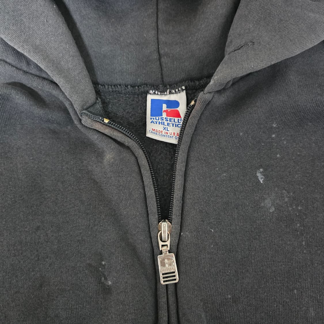 [XL] 90s USA 빈티지 러셀 애슬레틱 후드집업 블랙 페인팅 상품이미지8