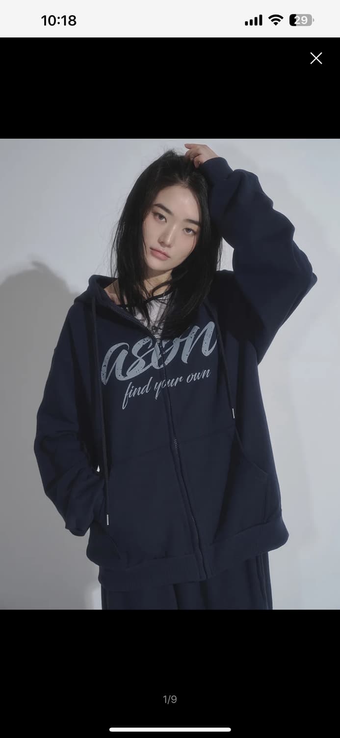 애즈온 루즈 트레이닝 후드집업 네이비 상품이미지1