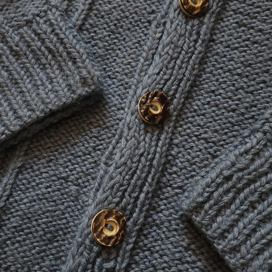 90s 프렌치 핸드메이드 울 가디건 유럽 헤비울 스웨터 버튼 가디건 블루 상품이미지8