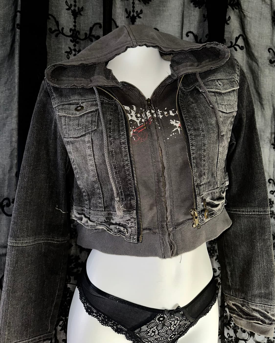 coloursoftheworld denim hooded zip-up 상품이미지2