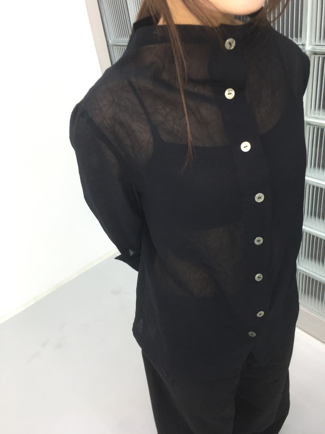 High Neck Sheer Top 상품이미지4