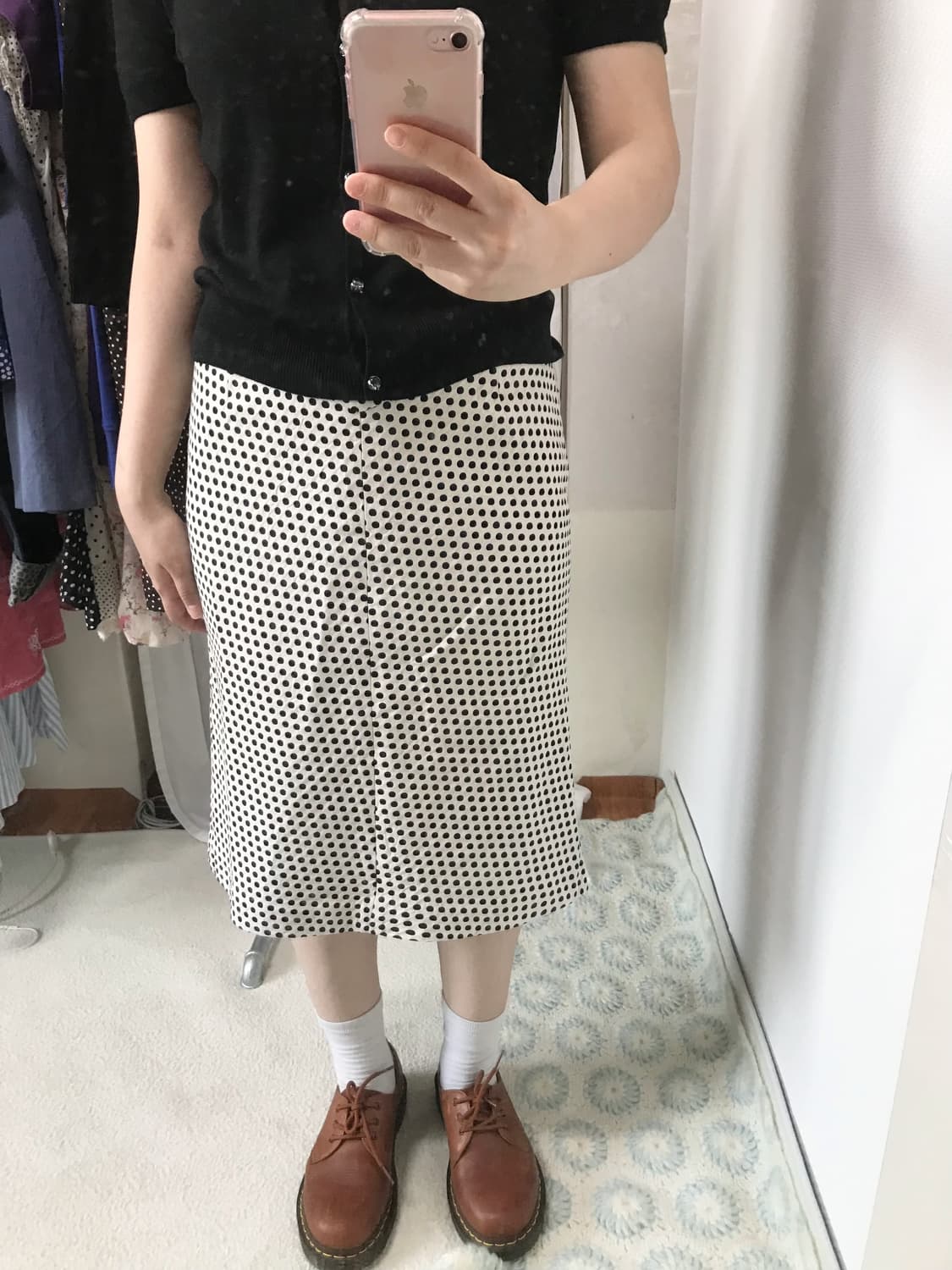 dot slim black daily mid skirt  상품이미지2