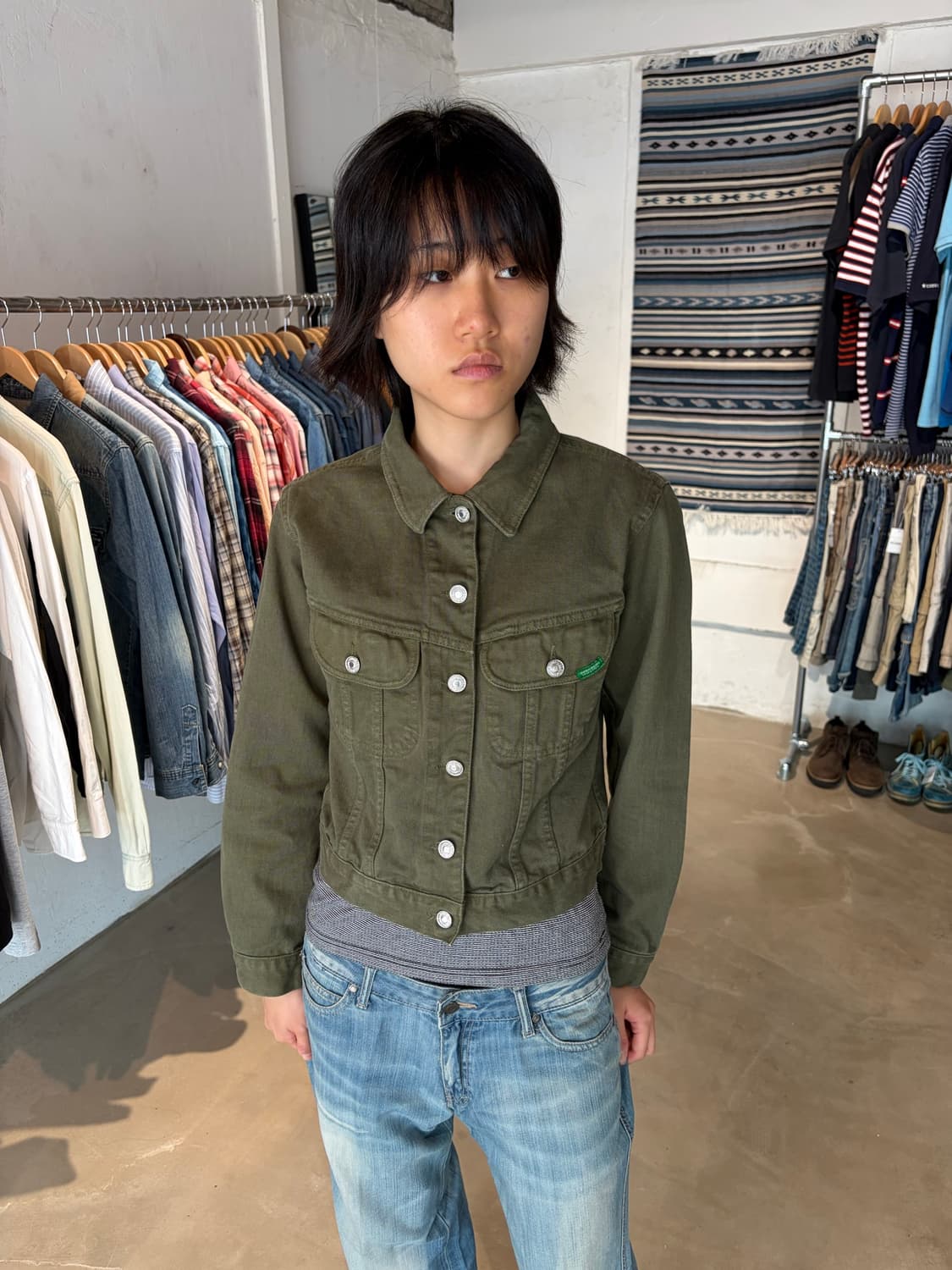 Benetton 블루 패밀리 트러커 자켓 S 상품이미지1