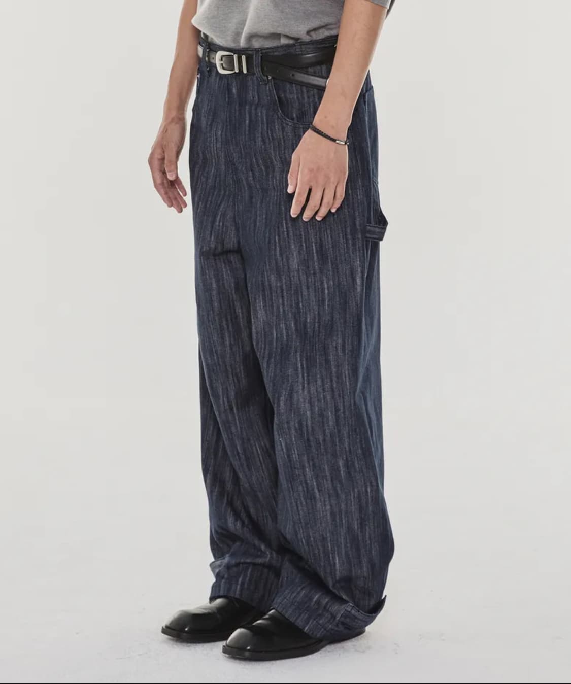 기철 햄 버튼 로우 인디고 와이드 데님 팬츠 M 상품이미지2