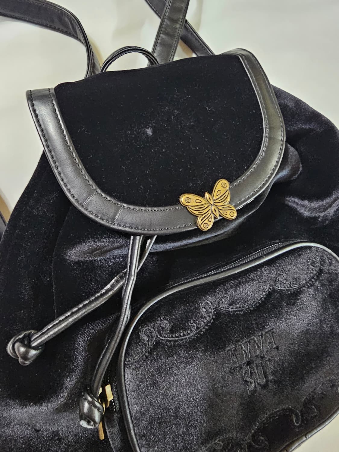 ANNA SUI 안나수이 빈티지 벨벳 벨로아 복조리 백팩 상품이미지3