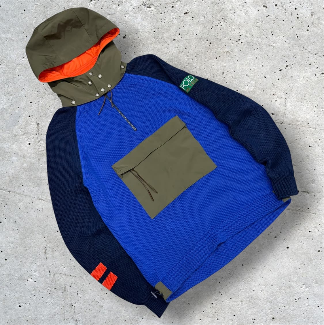 [S] 폴로랄프로렌 하이테크 니트 후드 풀오버 나일론 포켓 D534 상품이미지1