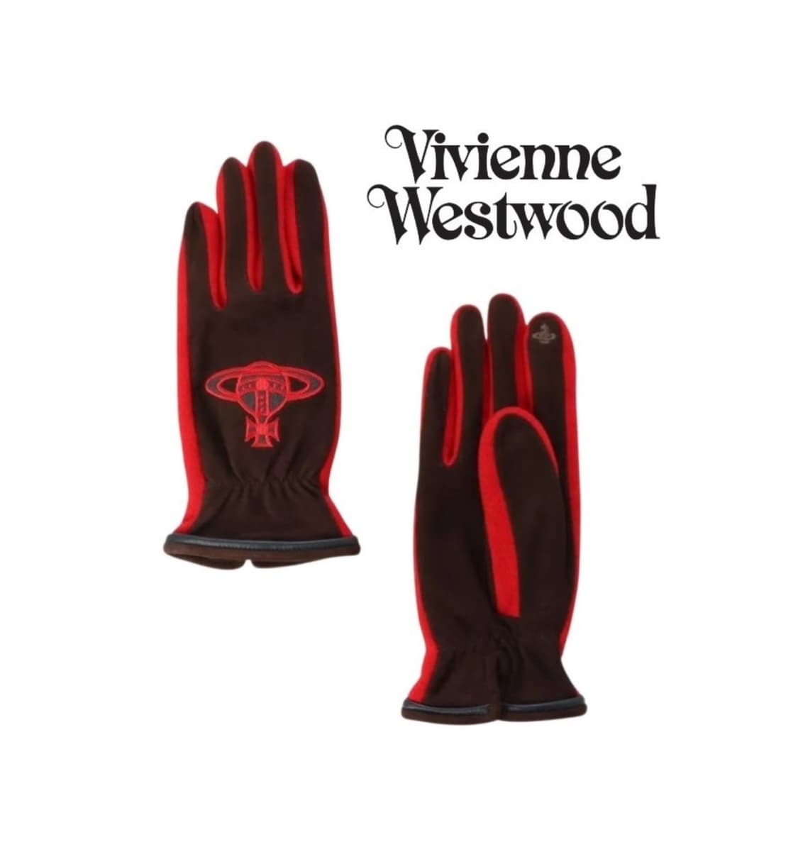비비안 웨스트우드 빅 orb 패치 콤비 장갑 / 브라운 (새상품) 상품이미지1