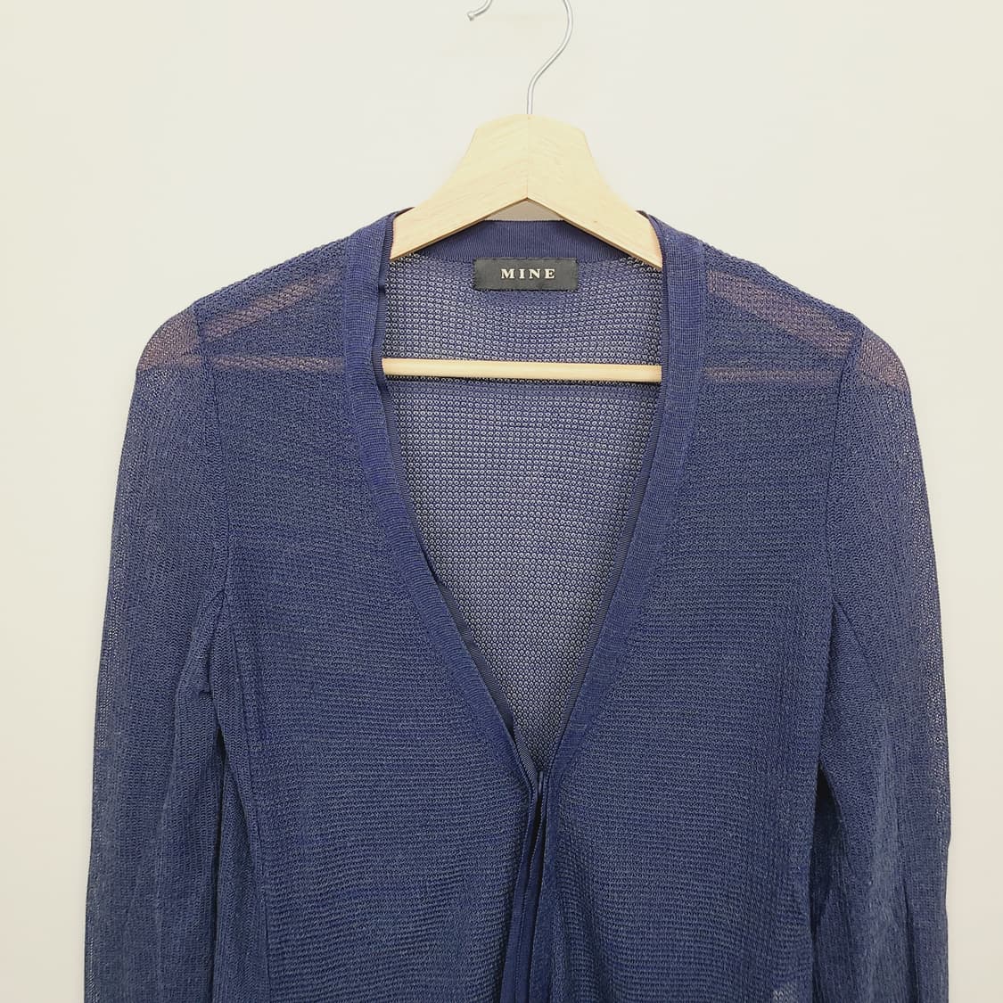  [정품] 한섬 마인(MINE) 시스루 메쉬 리본 가디건 90(F) 상품이미지3
