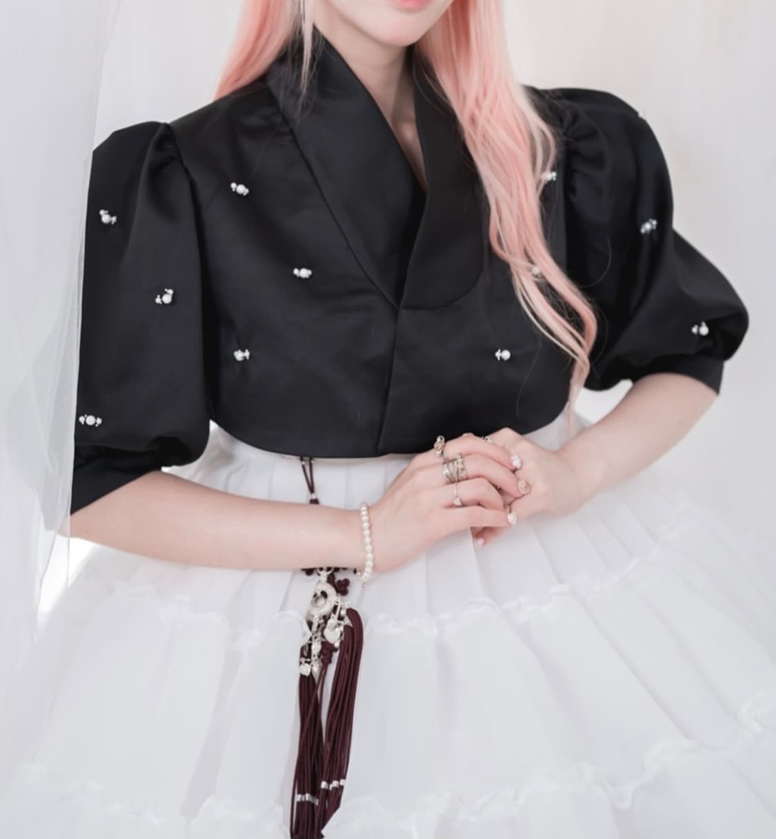 미오한복 슬한복 오얏꽃 진주 저고리 상품이미지1