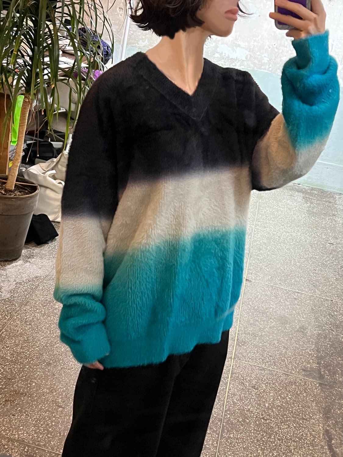 [SEW ClASSIC] 3 clolor block mohair knit 상품이미지1