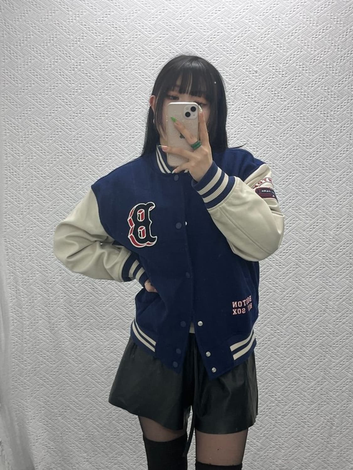 MLB 보스턴 레드삭스 스트릿 펑크 자수 울 바시티자켓 S C09158 상품이미지2