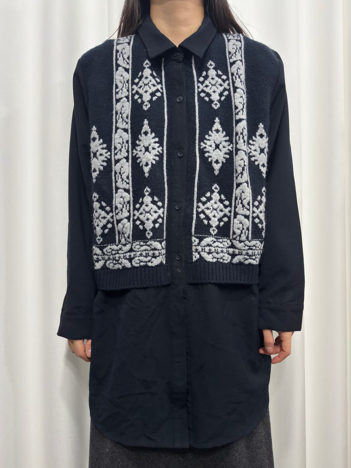 ethnic knit detail shirt 상품이미지1