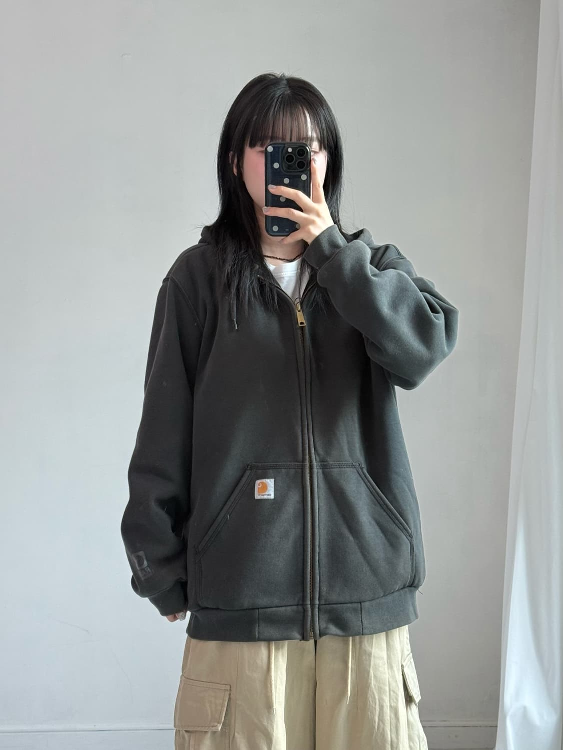 칼하트 블랙 후드집업 상품이미지1