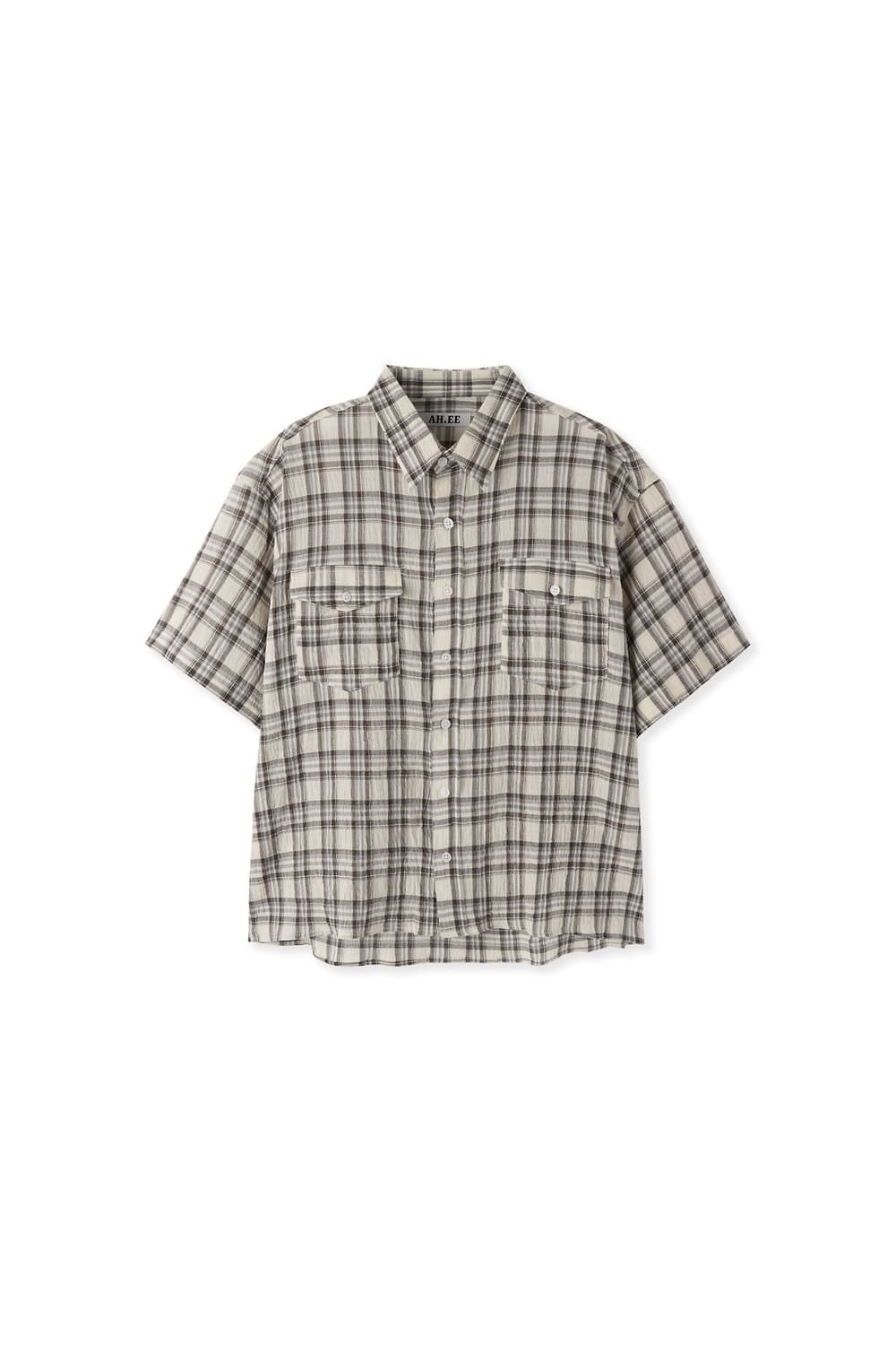 양포켓 크롭 체크 반팔셔츠(Unisex) 상품이미지10