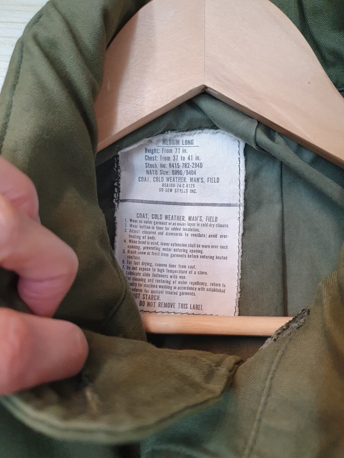 미군 M65 데드스탁 자켓 미디움 롱 상품이미지10