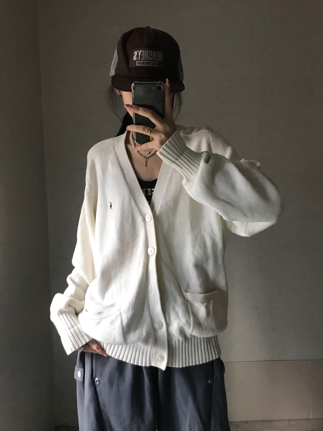 폴로 아이보리 오버핏 가디건 상품이미지3