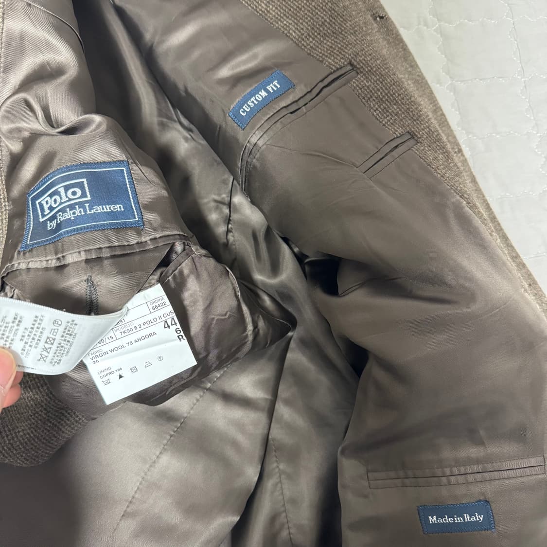 폴로 랄프로렌 브라운 트위드 울 앙고라 블레이저 자켓 팬츠 수트 44R 상품이미지4