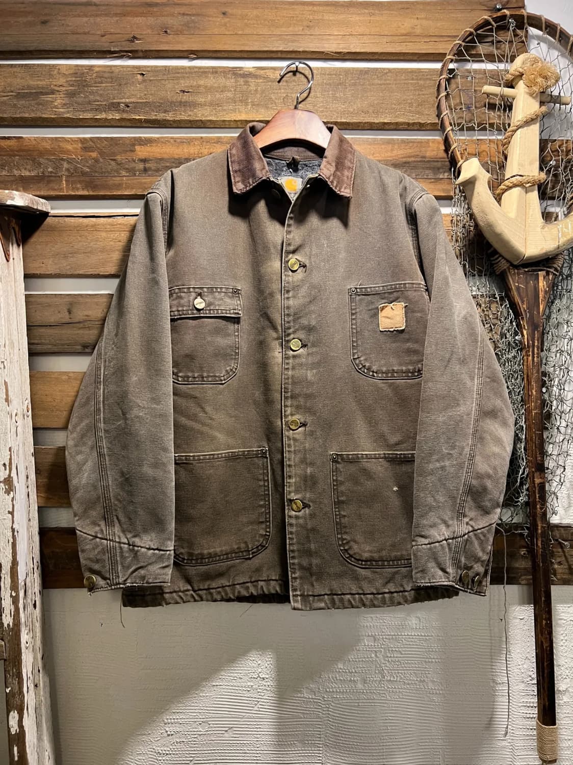 [M]칼하트 USA 빈티지 워싱 블랭킷 라이닝 다크브라운 초어 자켓 상품이미지1