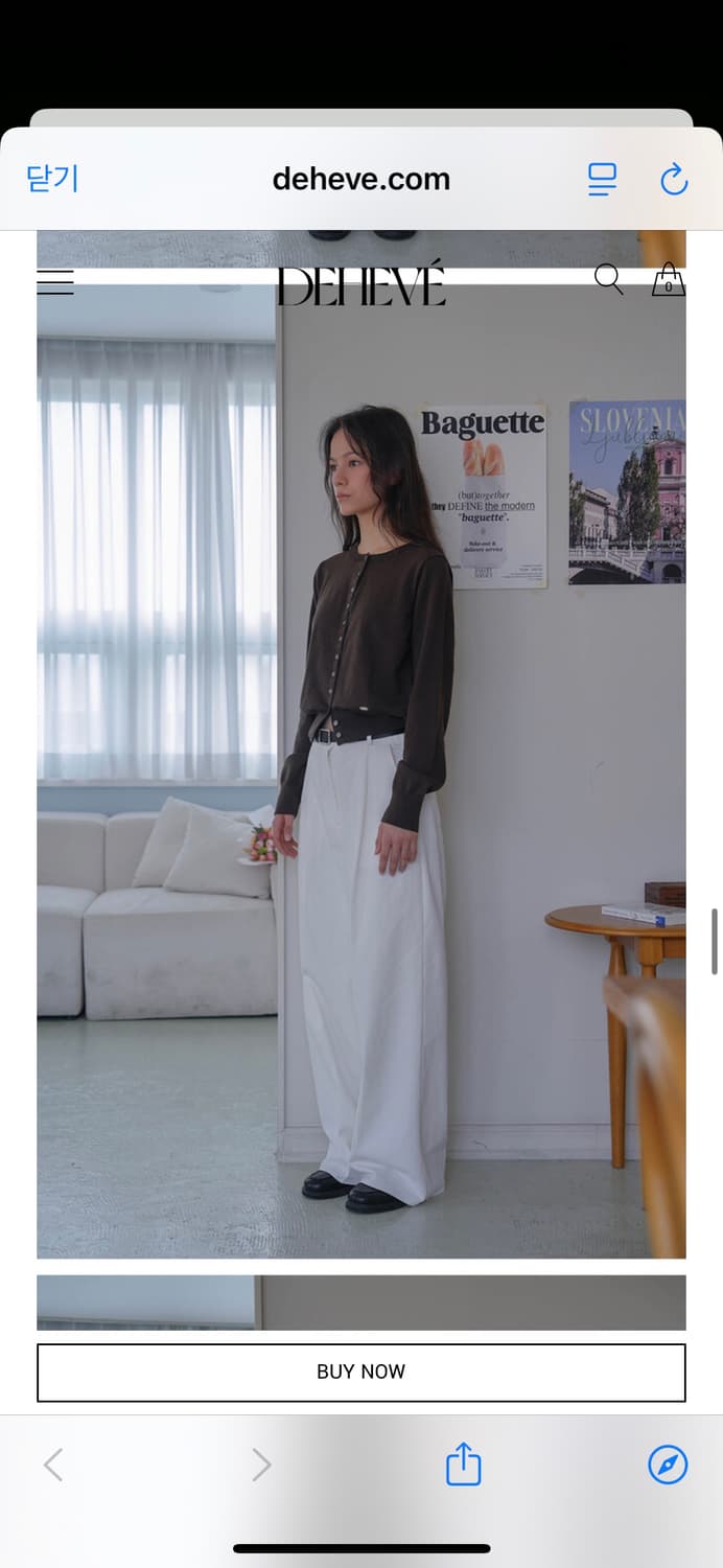 새제품/ 드헤베 시그니처 펄 버튼 가디건 브라운 상품이미지3