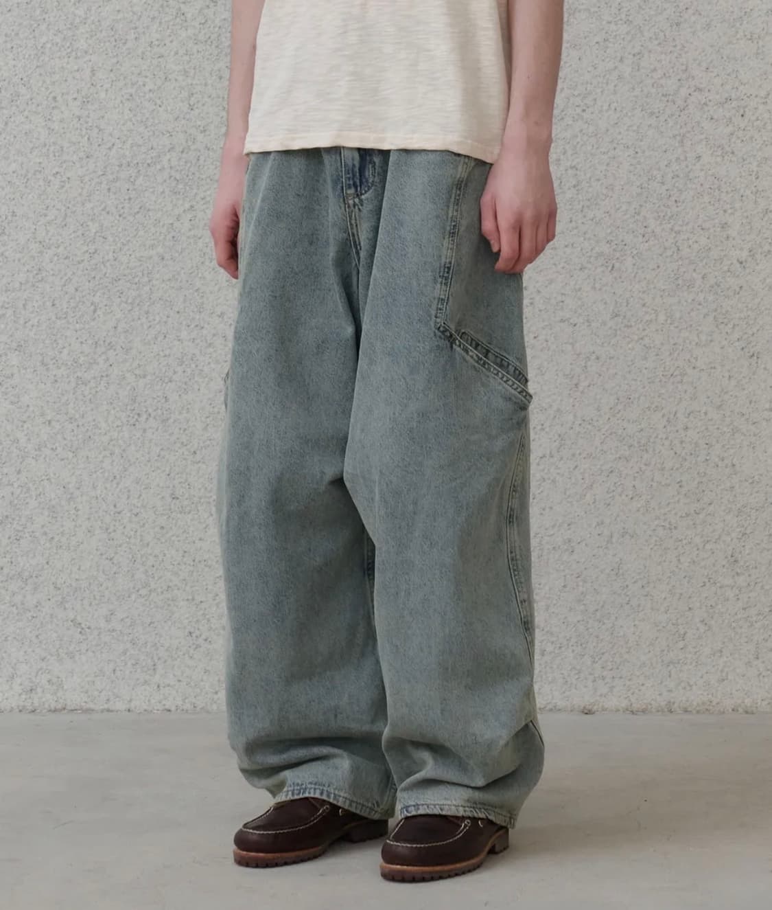 [2] 노운 사이드 라인 카고 데님 팬츠 (light blue) 상품이미지1