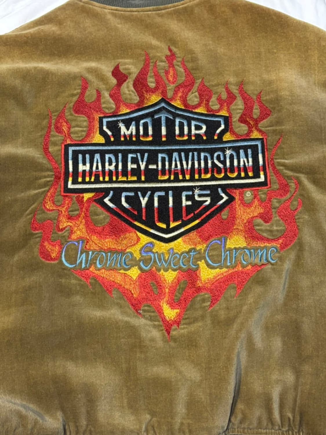 90s 할리 데이비슨 플레임 로고 바시티 봄버 자켓 상품이미지4