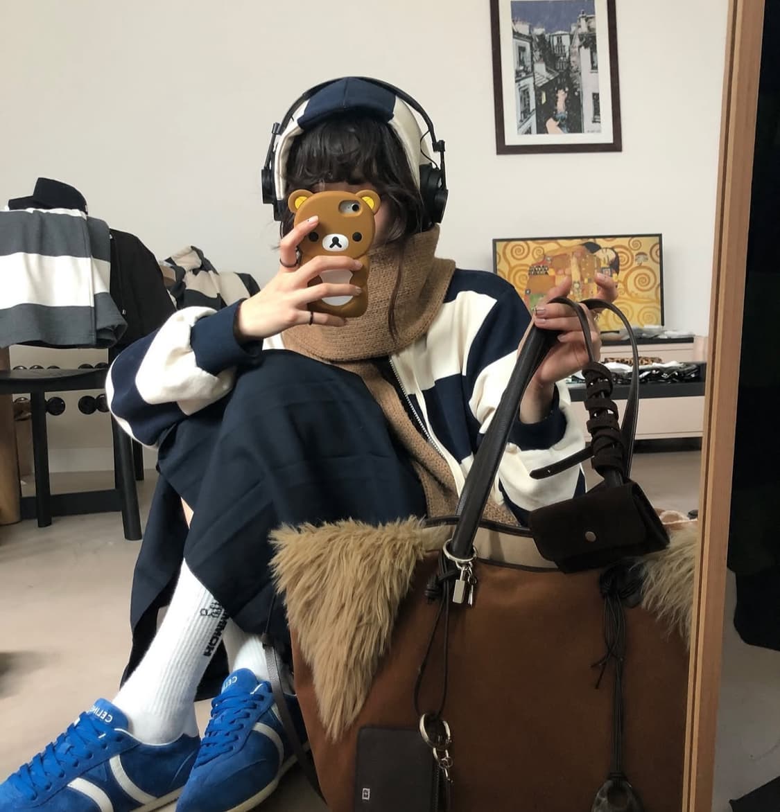 714 center 하이틴 스트라이프 셋업 네이비 상품이미지1