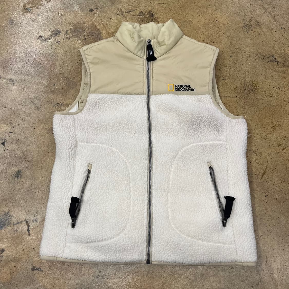 [정품/L] 내셔널지오그래픽 양털 패딩 조끼 아이보리 베이지 b16 상품이미지2