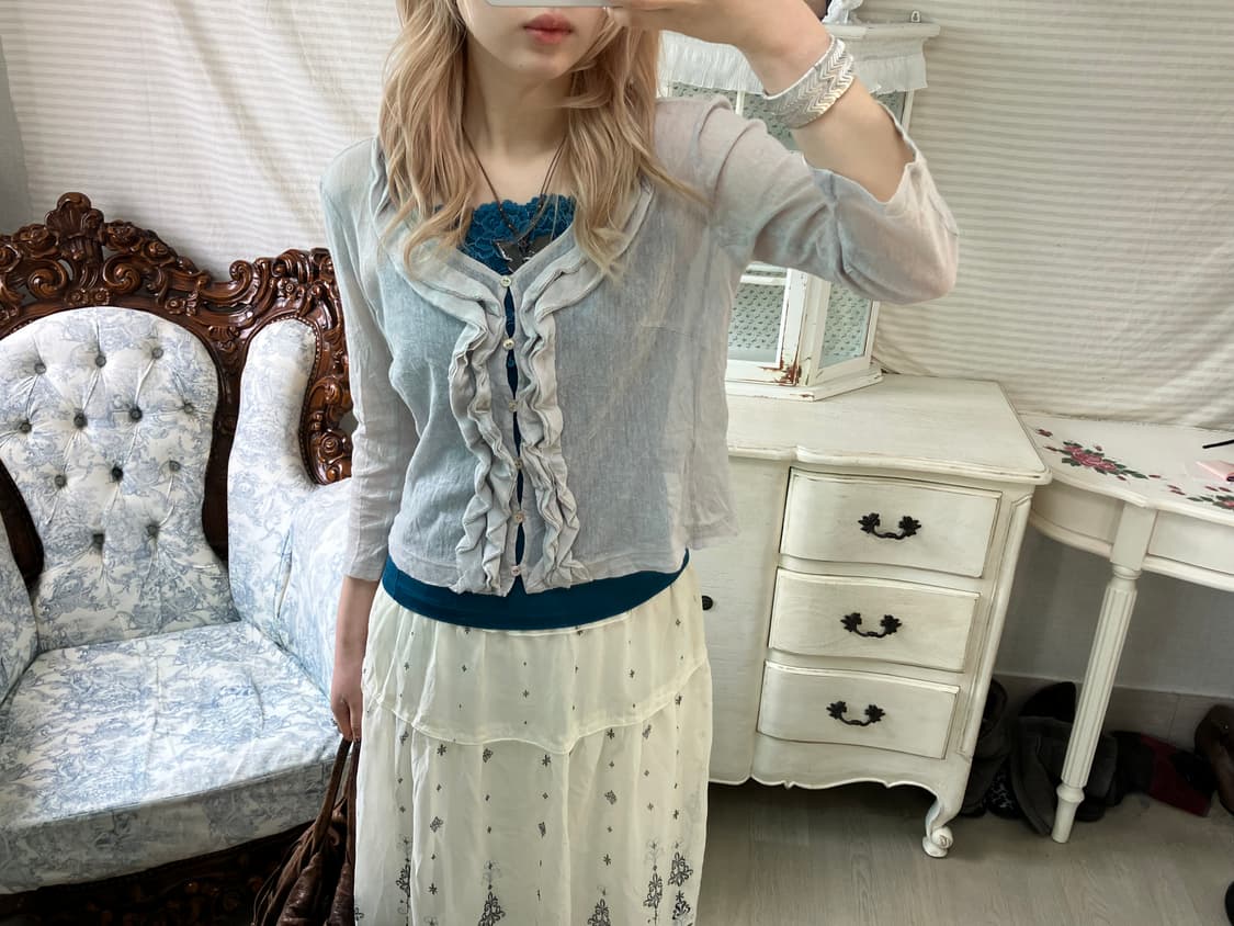 jpn vintage light gray sheer cardigan 상품이미지2