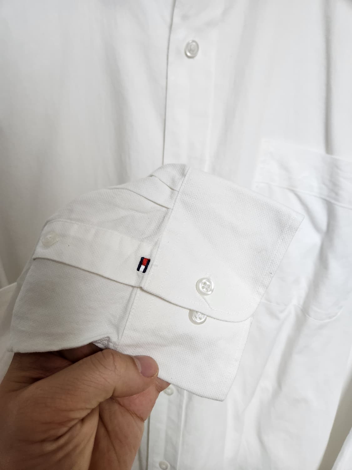 타미힐피거Tommy 화이트 코튼 셔츠 2XL - S183 상품이미지5