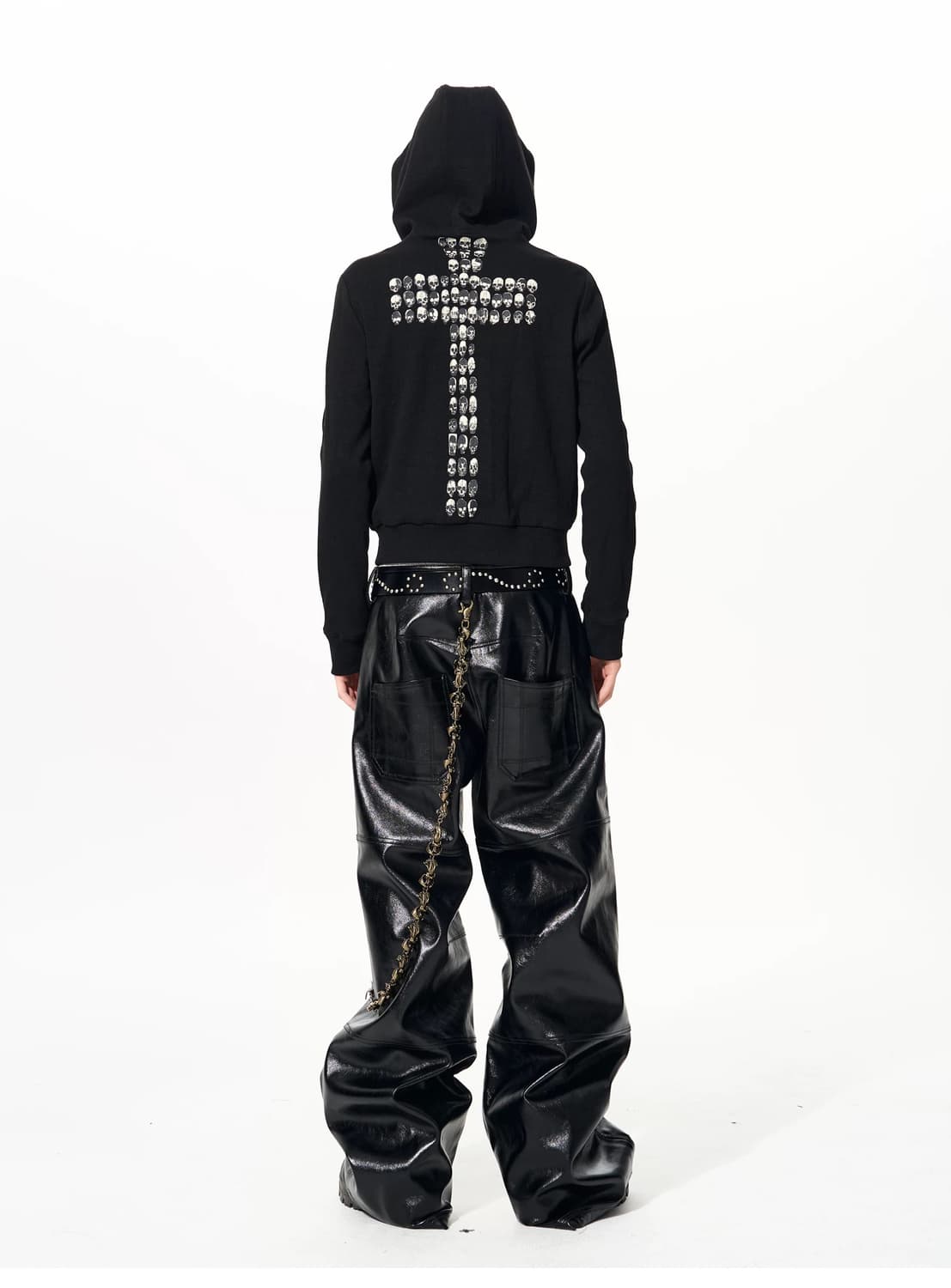 Skull Cross Embellished Hoodie 상품이미지2