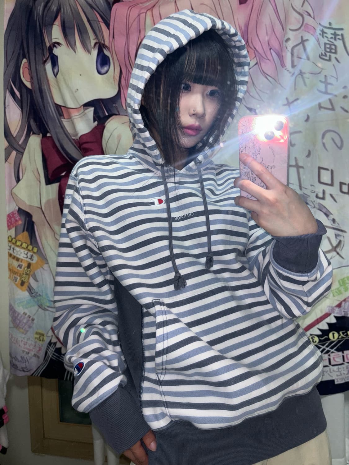 챔피온 소라 스트라이프 기모 후드 상품이미지1