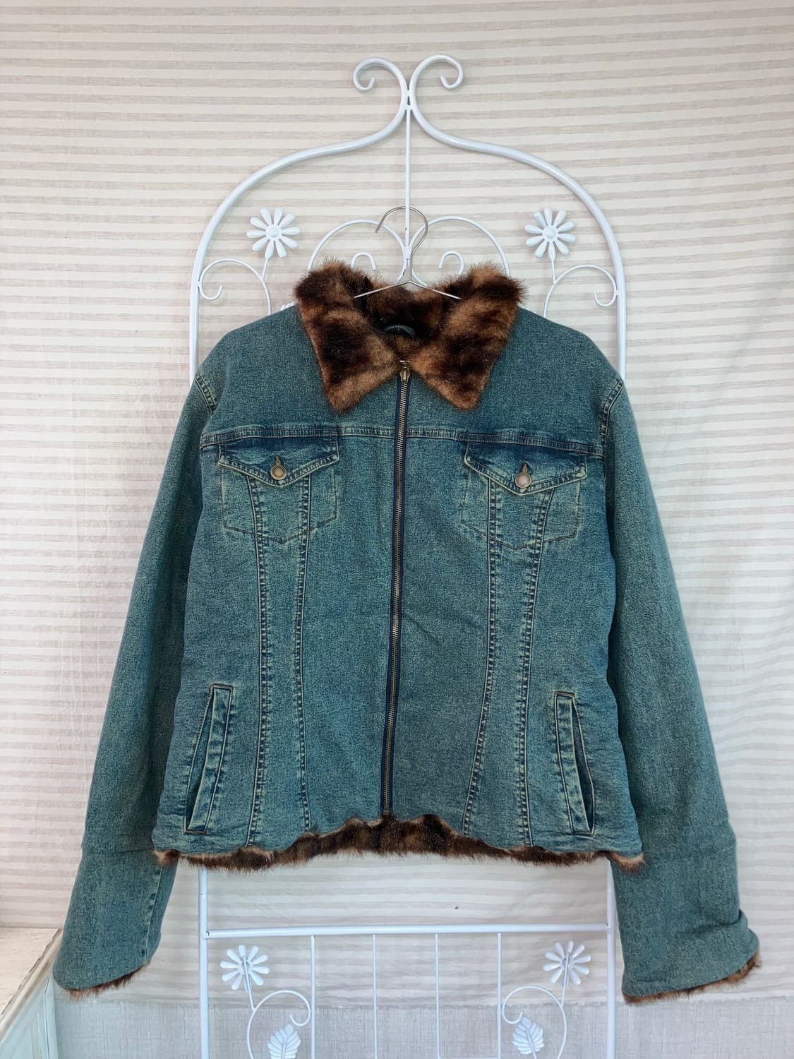 jpn vintage 안감 퍼 청자켓 y2k 스트릿 갸루 펑키 상품이미지1