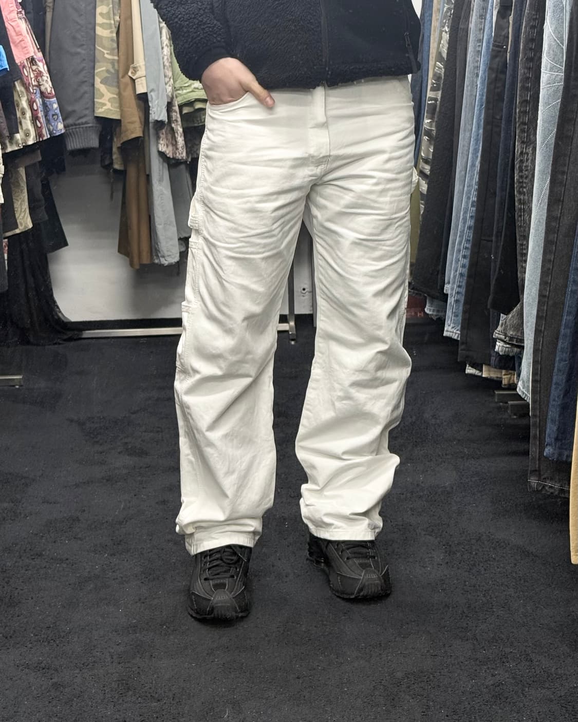 디키즈 화이트 흰색 데님 카펜더 워크 팬츠 바지 32 카고 와이드 싱글니 상품이미지2