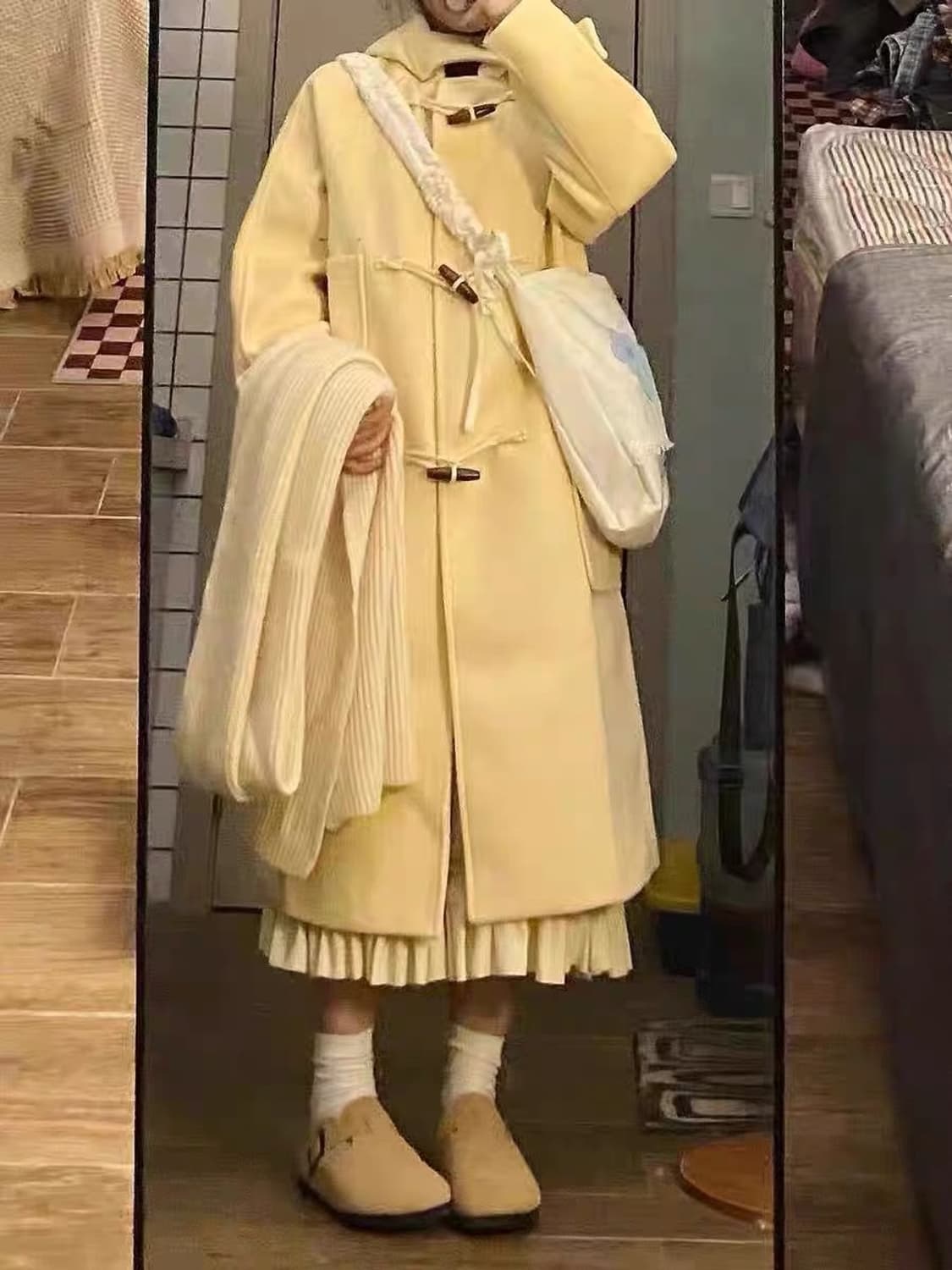 레몬 옐로우 떡볶이 코트 연노랑 상품이미지1