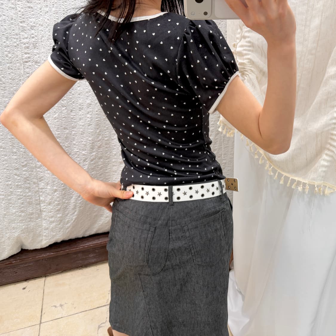Heart pattern ribbon top 상품이미지4