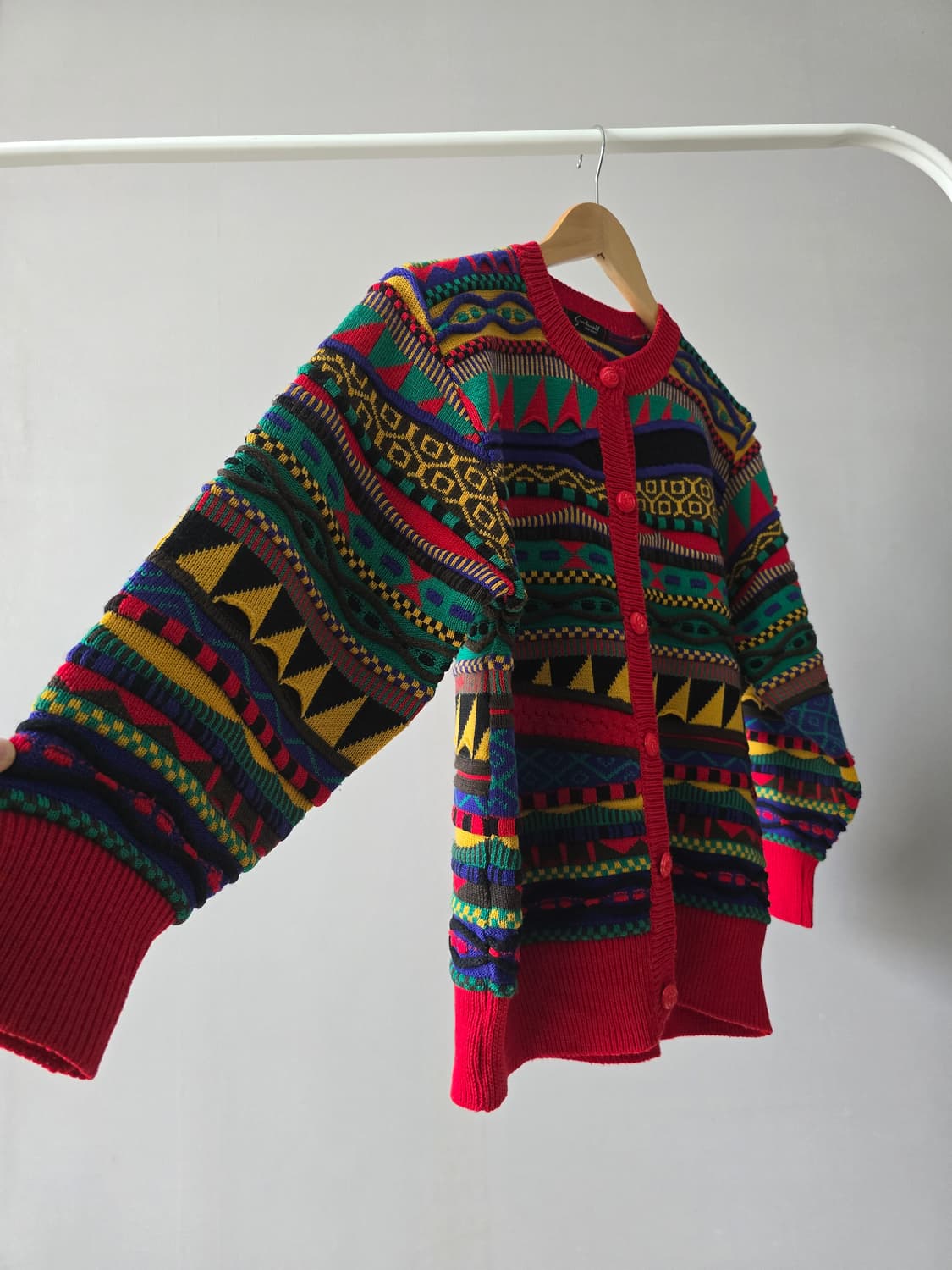 재팬 빈티지 쿠지 스타일 3D 패턴 니트 가디건 상품이미지3