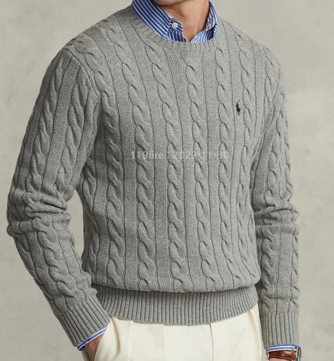 (정품)(새상품)폴로 라운드넥 케이블 꽈배기 니트 상품이미지2