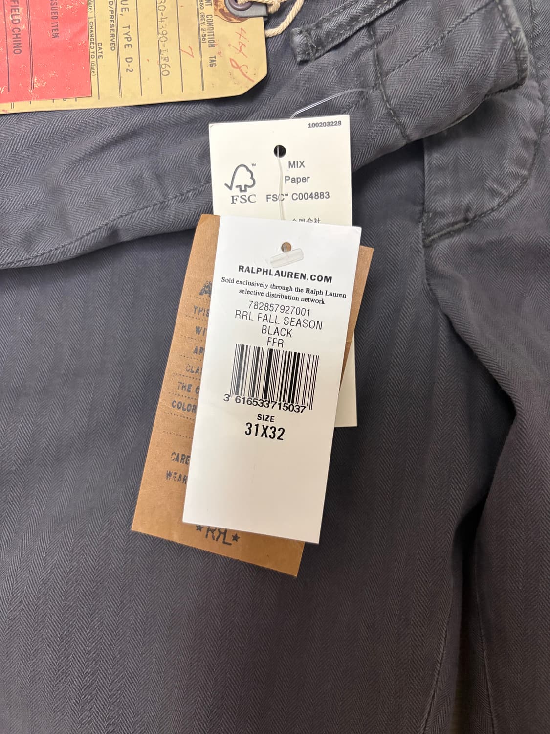 RRL 필드 치노 헤링본 블랙 31x32 상품이미지3