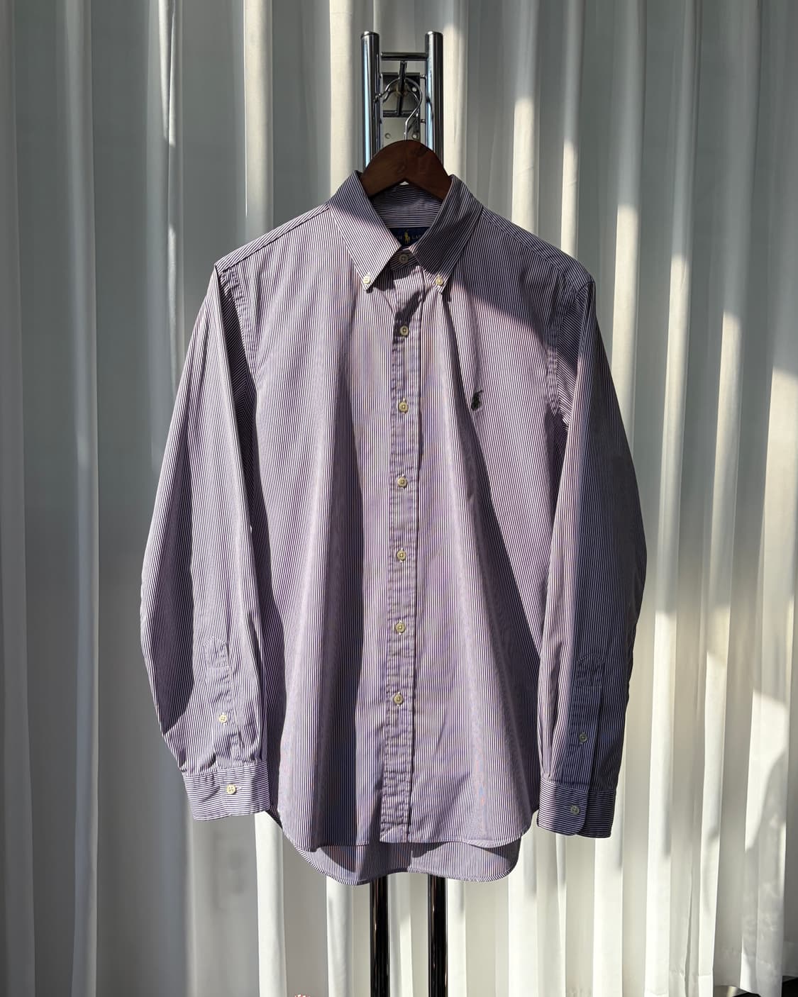 [M]폴로 랄프로렌 클래식핏 스트라이프 포플린 셔츠 퍼플 상품이미지2