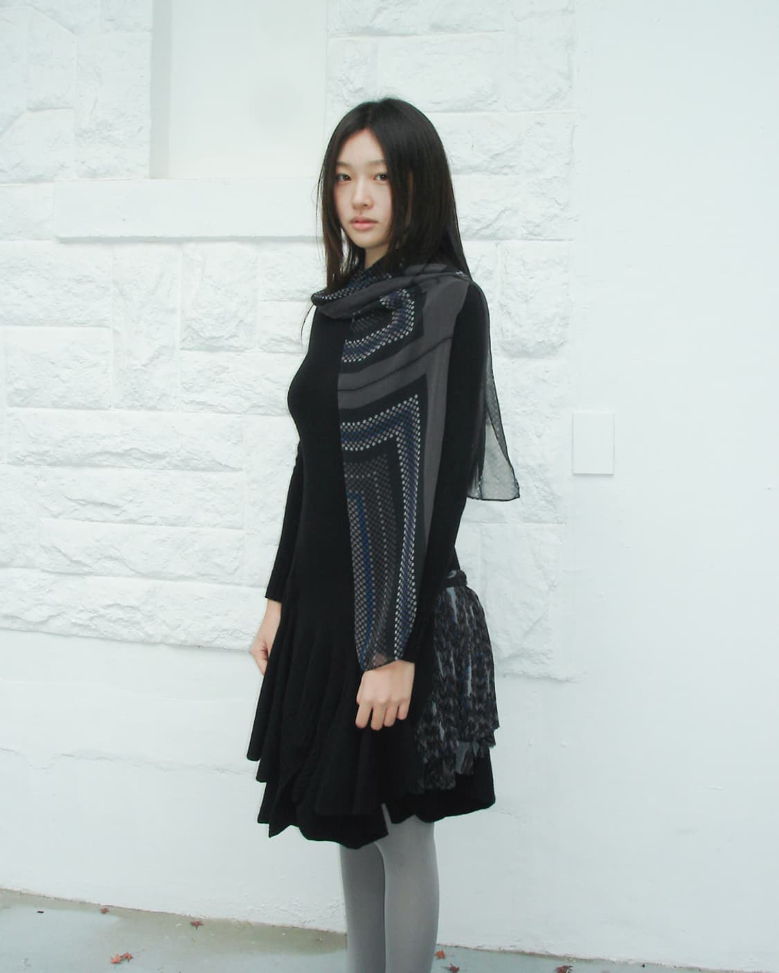 SACAI knit dress with detachable scarf 상품이미지3