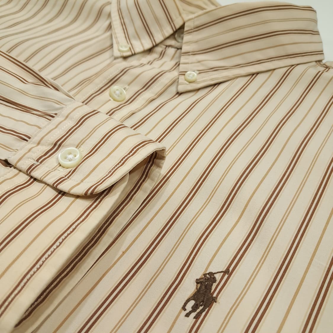 CK071 XL 폴로 00s 카푸치노 브라운 멀티 스트라이프 셔츠 남방 상품이미지4