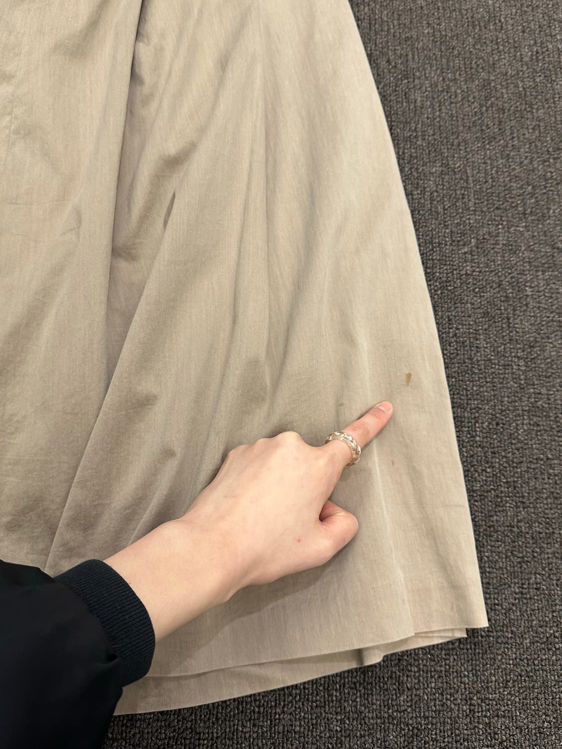 40)Japanese vintage 베이지 핀턱 치노 미디 스커트 상품이미지3