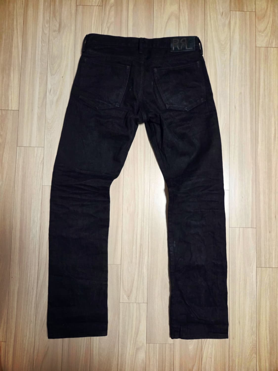 RRL 슬림핏 블랙 온 블랙 셀비지 진  33/32 상품이미지2