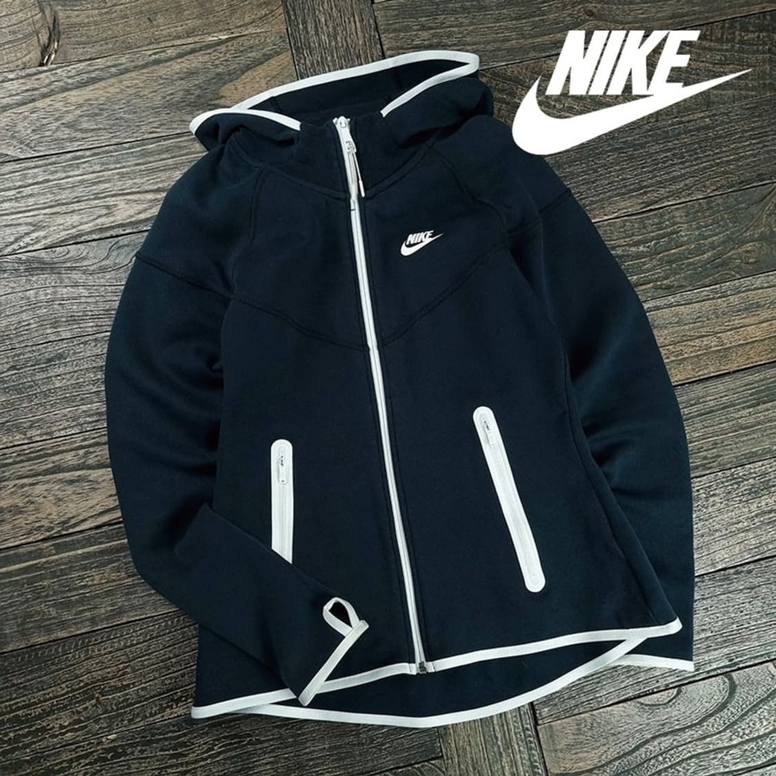 [나이키] 로고 프린팅 테그팩 후드 집업 네이비 M19463 상품이미지1