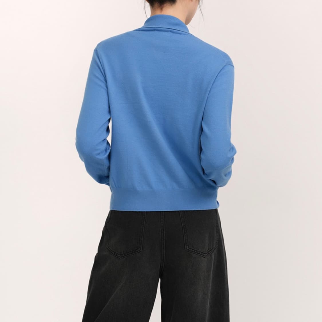 무탠다드 우먼즈 에센셜 하이 넥 가디건 [블루] - M 상품이미지2