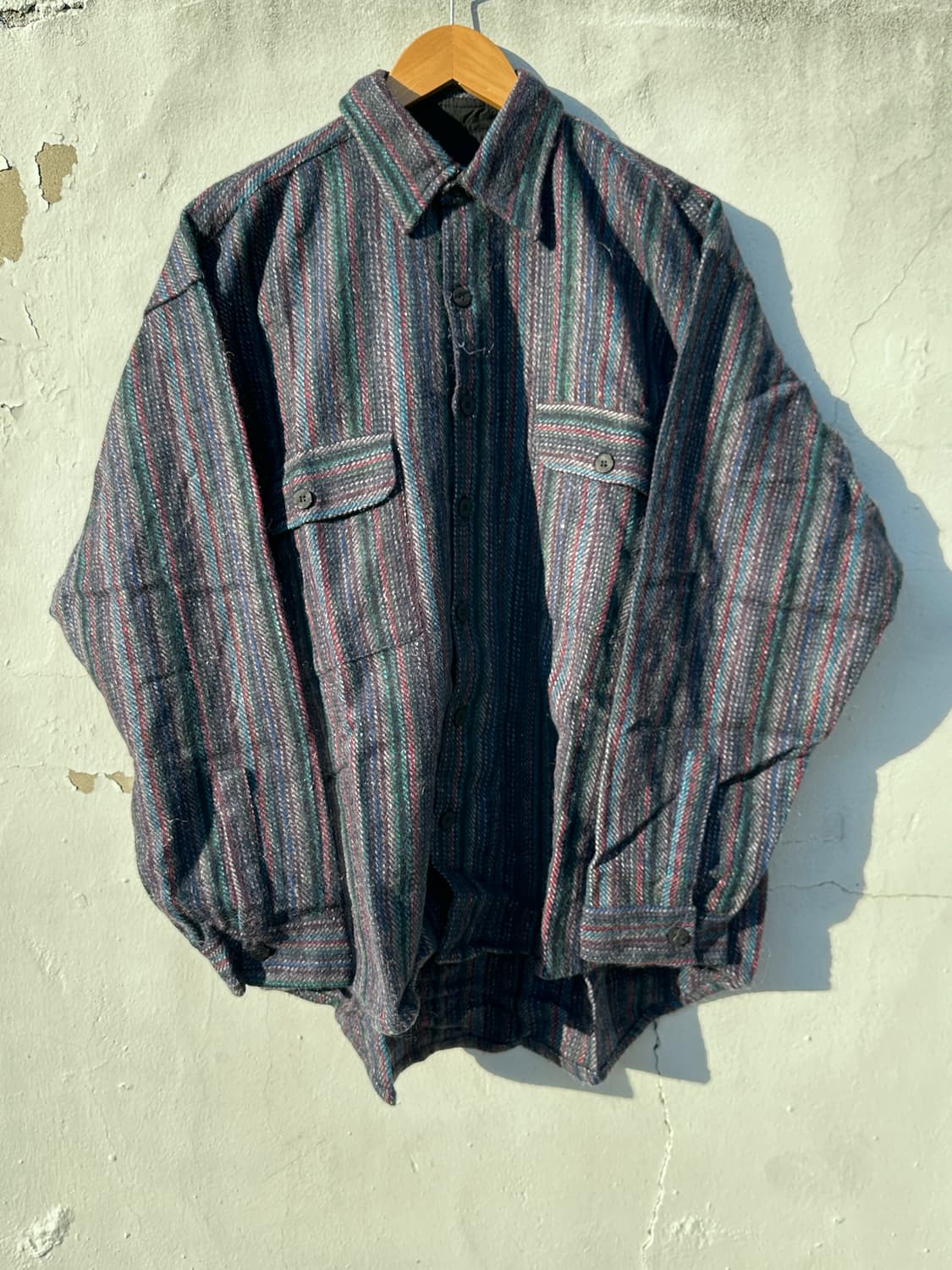 [XL] 90s 시에라퍼시픽 스트라이프 체크 울 셔츠 자켓 상품이미지1