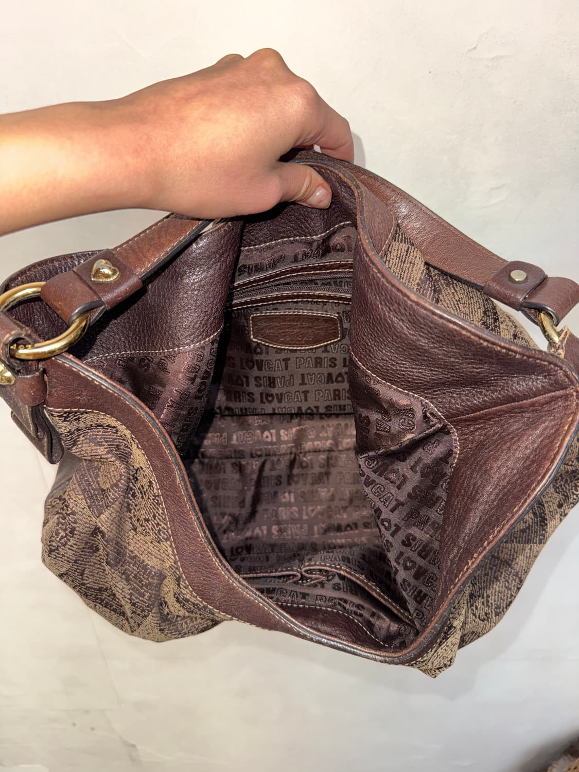 Lovcat brown heart shoulder hobo bag 상품이미지6