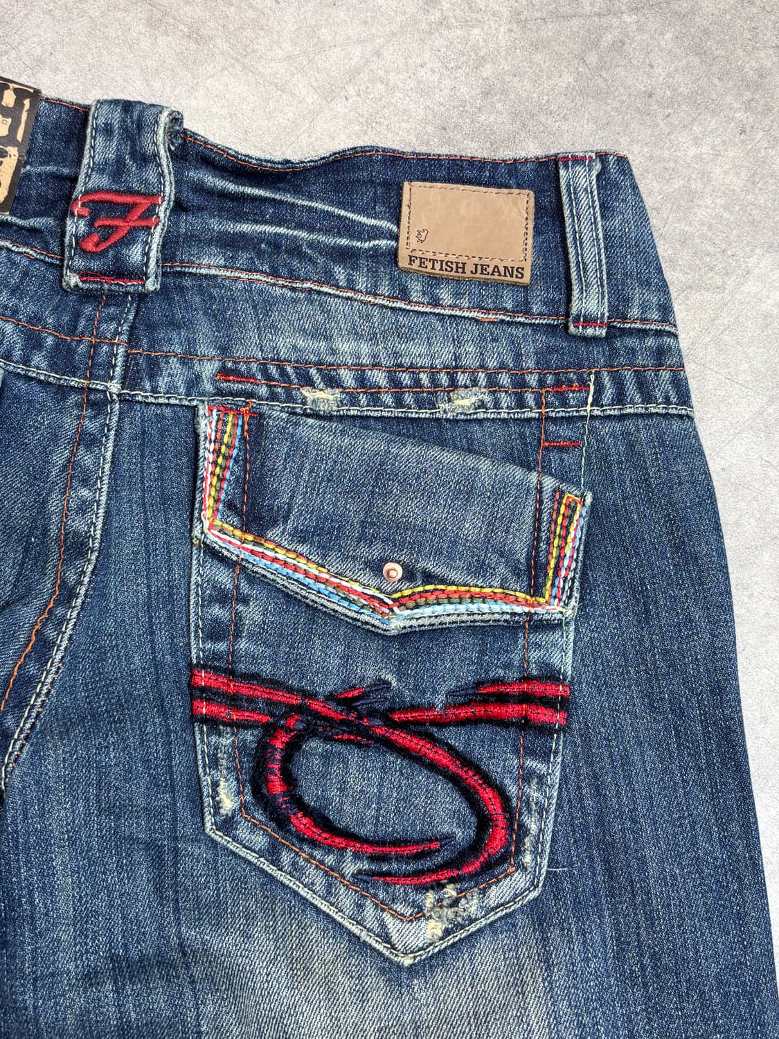 Fetish Jeans 빈티지 스티치 워싱 투버튼 와이드 데님 팬츠 바지 상품이미지9