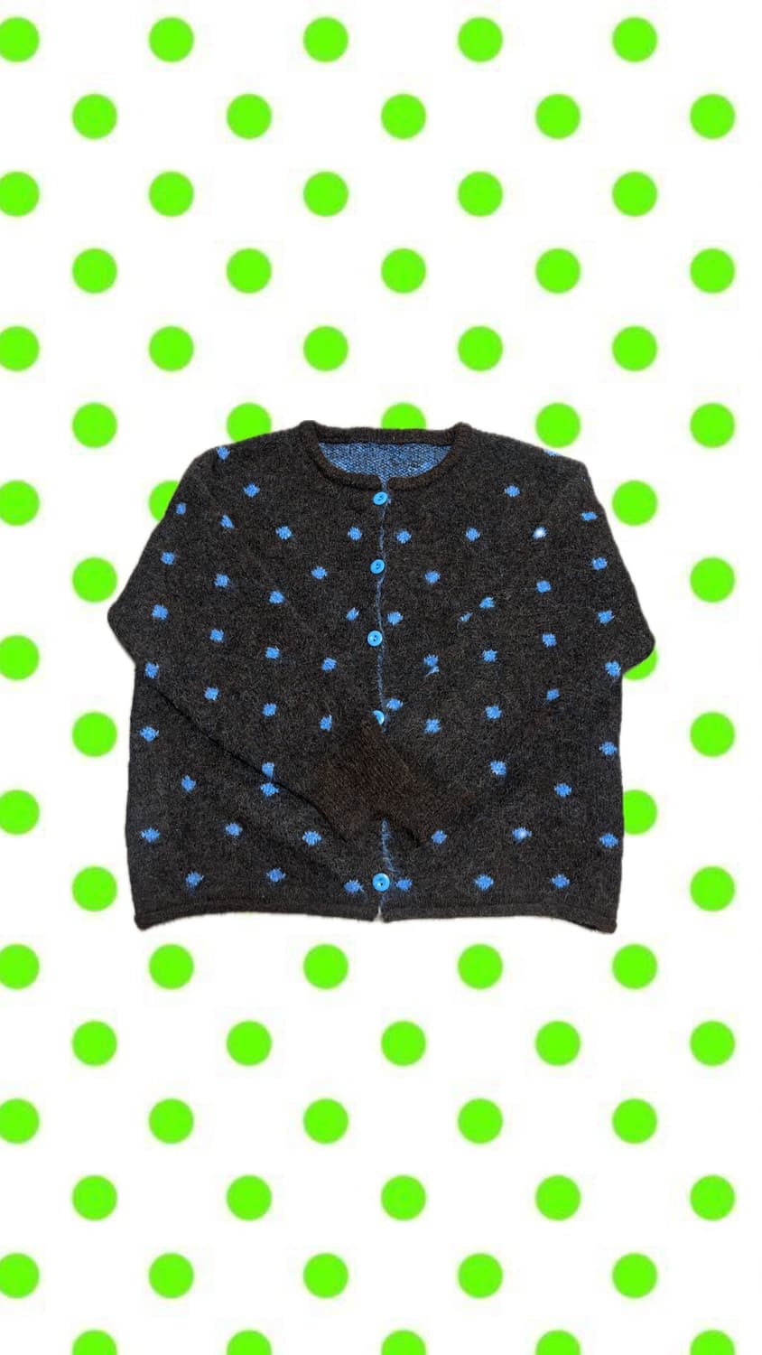 모리걸 빈티지 도트 패턴 니트 가디건 상품이미지1